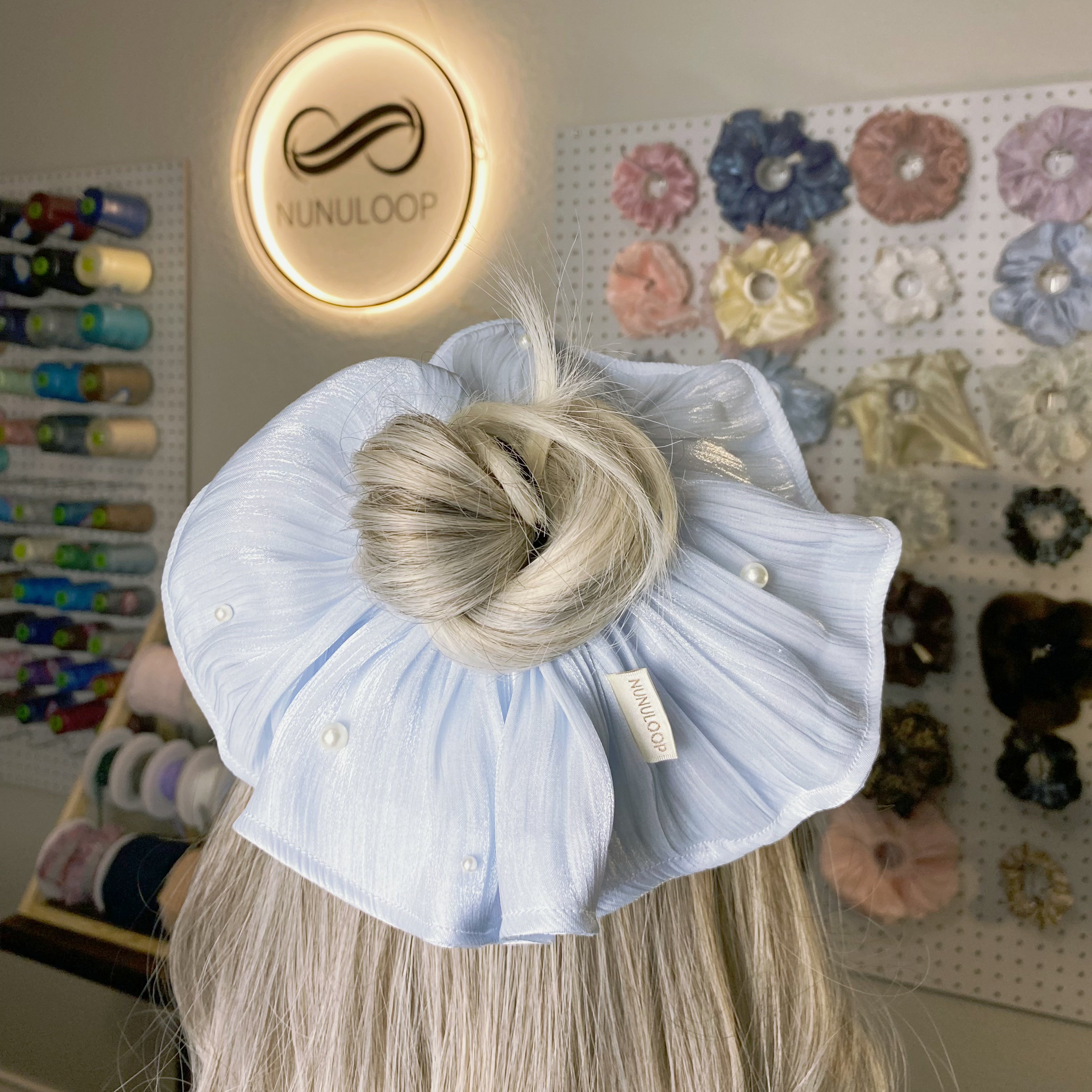 Light Blue Ruffled Scrunchie