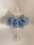 Blue Floral Organza Scrunchie